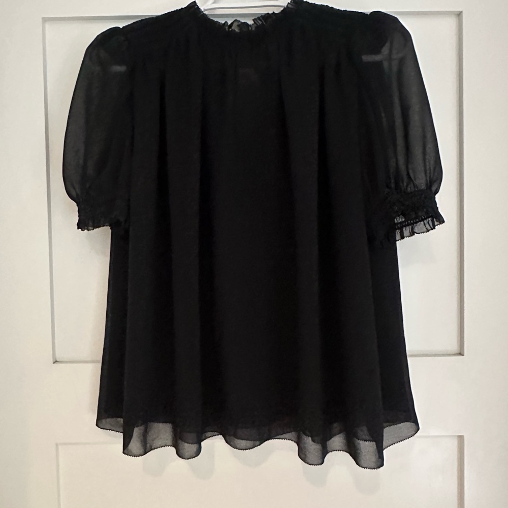 Aritzia Wilfred Black Women's Blouse (sheer short sleeves)